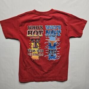 Vintage Texas Tech Red Raiders Shirt Youth M Red NCAA College Graphic Flames Tee